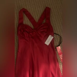 Calvin Red long silk dress